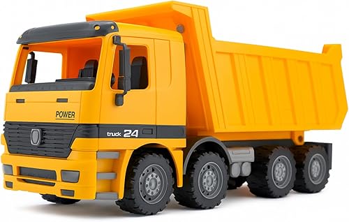 Liberty Imports Camión de construcción de gran tamaño de 15 pulgadas para niños, vehículos de fricción a escala 1:22 con piezas móviles realistas