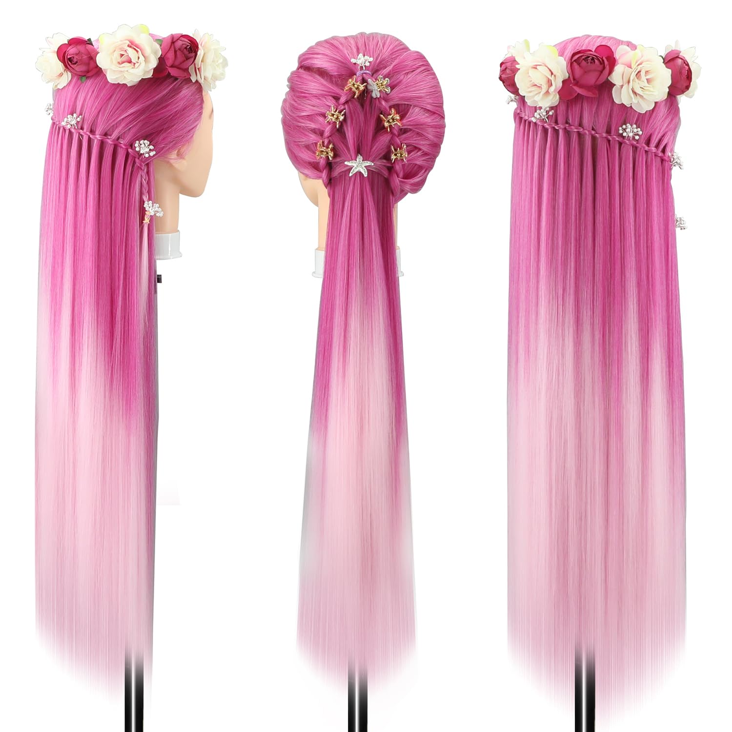 Styling Head 28 inch Hairdresser Training Head 100% Synthetic Fiber Hair Styling Head - Image 2