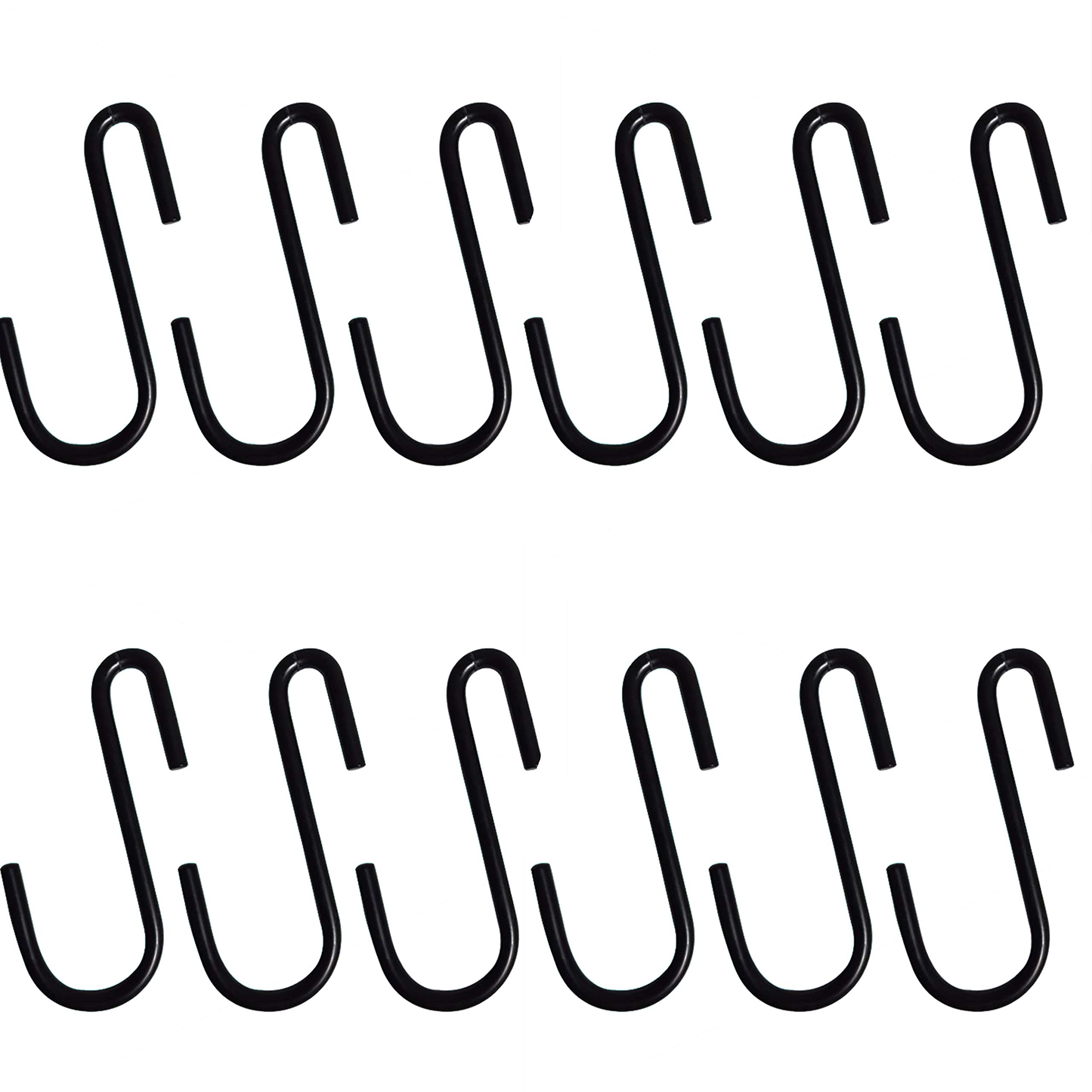 VANRA 6 Pack Metal Steel S Hooks Black S Shaped Hooks Heavy Duty Hanging Hooks Hanger Pan Pot Holder Rack Hooks 12 pack Black 30000183 6