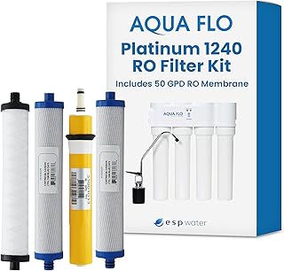 Genuine Aqua Flo Platinum 1240 RO Filter Replacement Kit with 50 GPD Membrane and Cartridges | 4-Stage Filtration, Easy Install, Contaminant Reduction, Improved Taste, Cost-Effective Water Solution