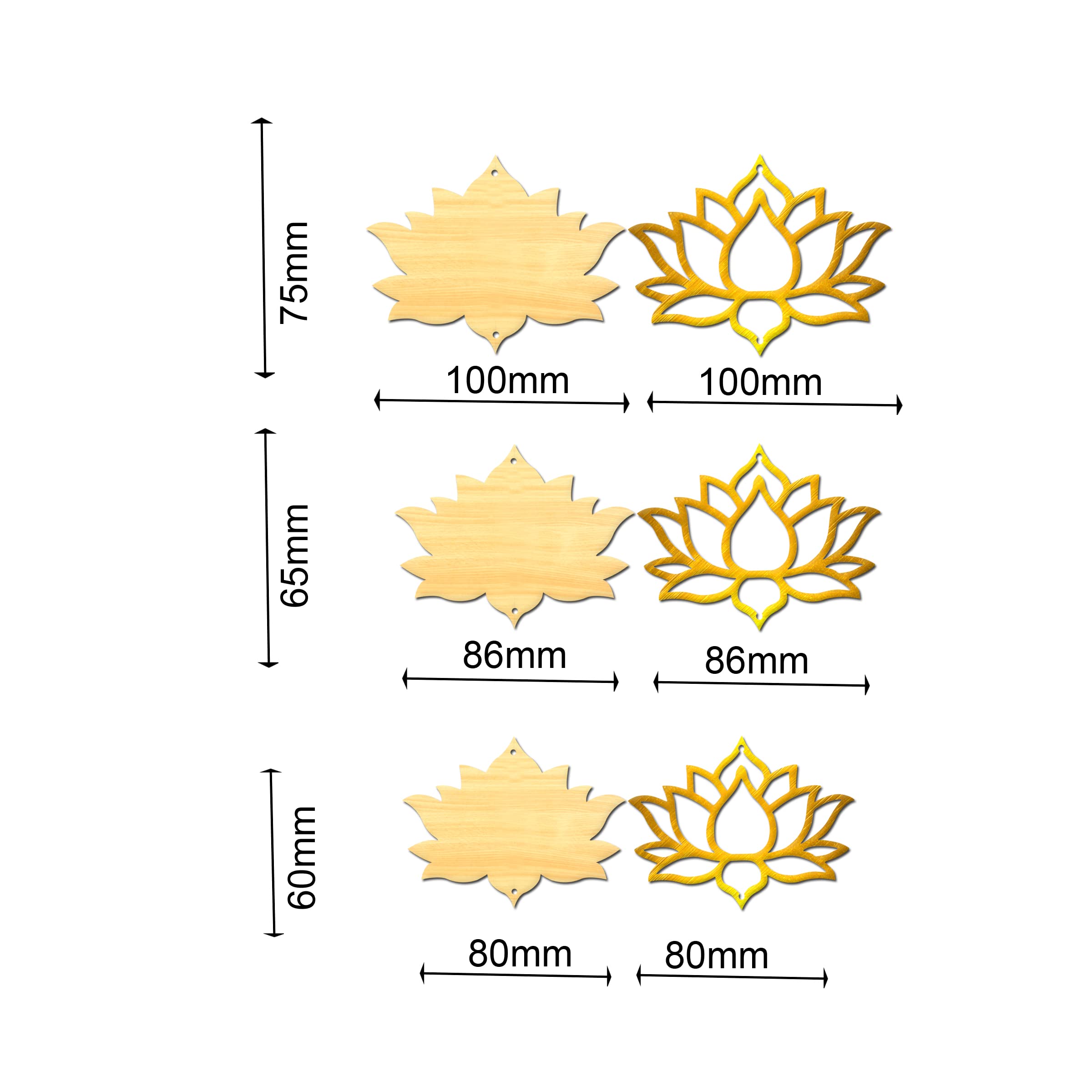PD Craftozone Pichwai Painting Pine MDF Cutouts,Art and Craft kit for Adults,Lotus Cutouts, MDF Cutouts for Art and Craft.Diwali Decor,Wall Hanging Decor (with Golden Lotus),Engineered Wood 1