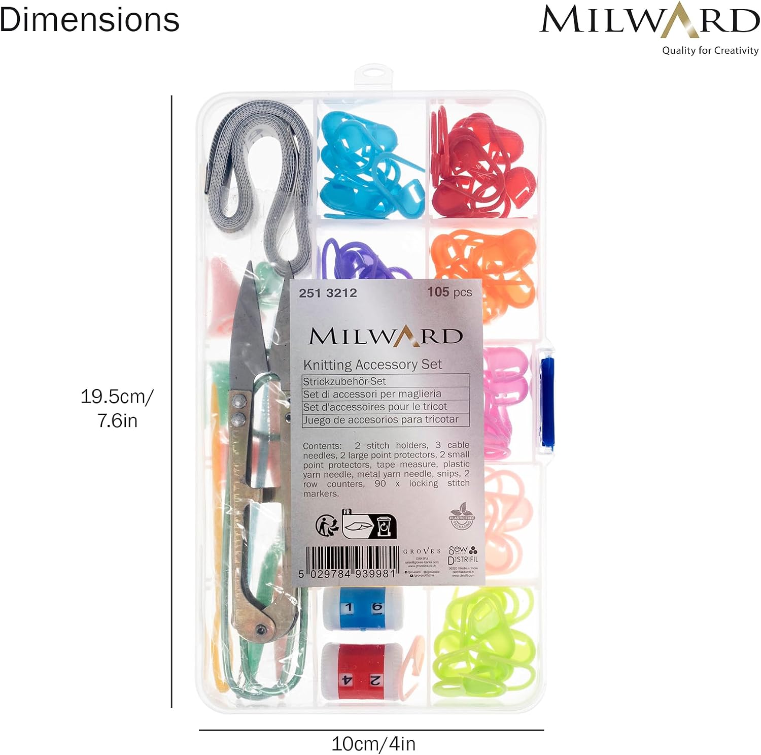 Milward Knitting Accessories, Assorted, 2 x 10 x 19.5cm