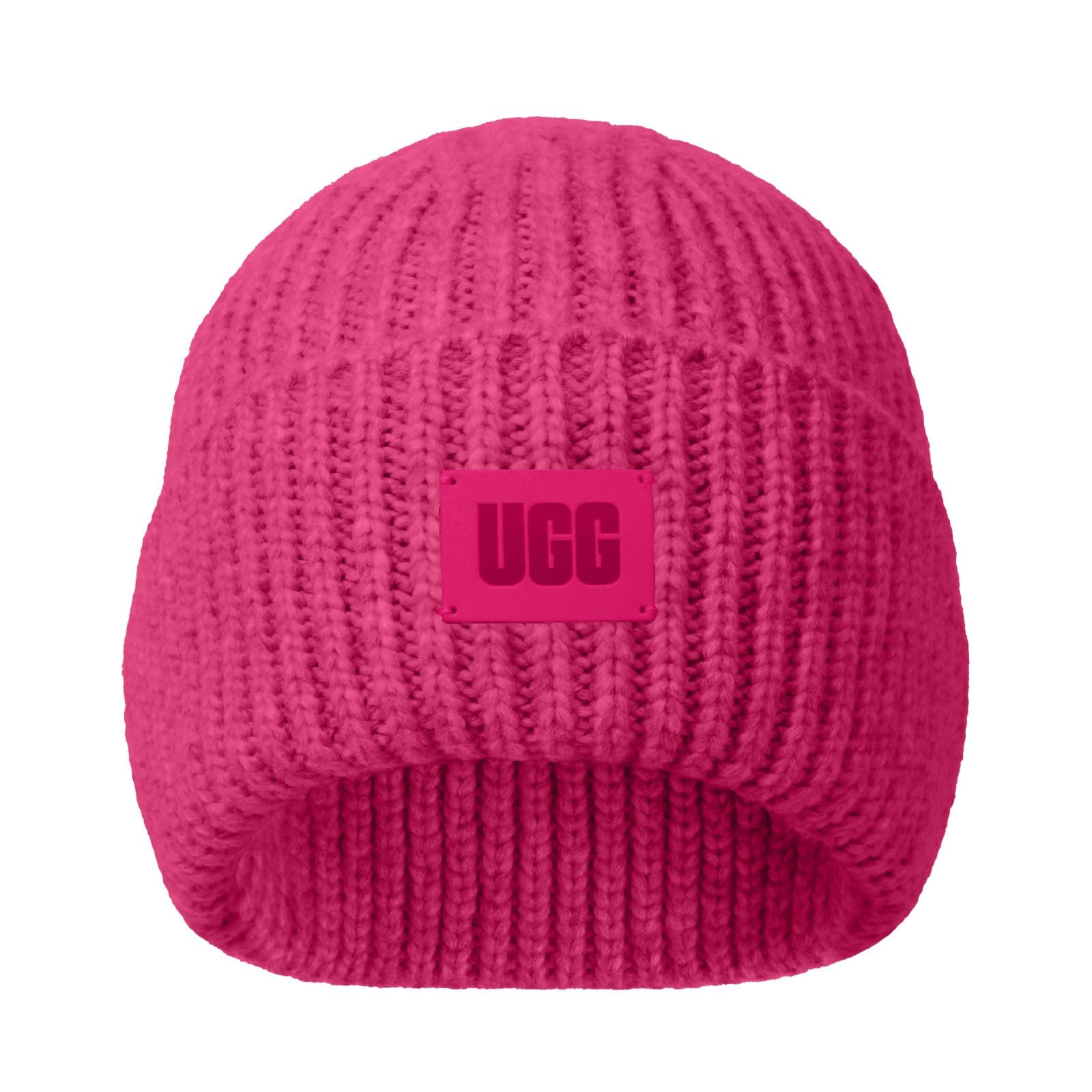 UGG Dziecięca czapka z grubym żeberkiem z bezszwową koroną, miękką dzianiną prążkowaną i skórzaną naszywką z logo