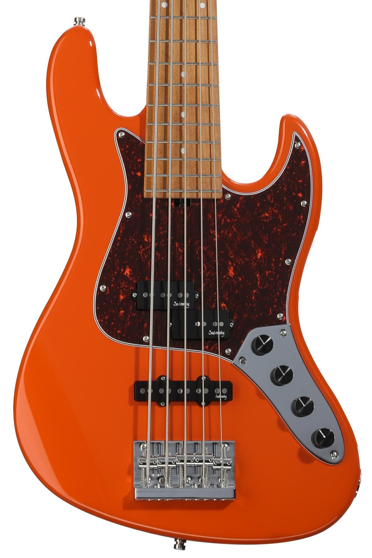 Sadowsky MetroExpress Hybrid P/J 5-string Bass Guitar - Solid Candy Apple Orange Metallic, Roasted Maple Fingerboard