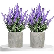HappyFiller Fake Flowers Purple Artificial Lavender Bunches Faux Plants for Window Patio,Rustic Farmhouse, Wedding Centerpieces,Indoor Decorations,Home Vase Fillers,2 Pack