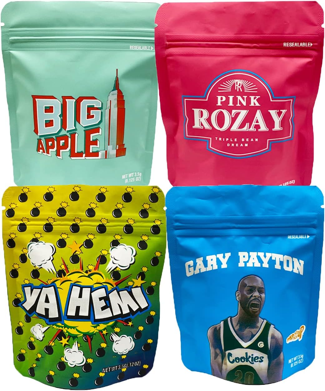 100Pcs Cookies Bags Cali Packs 3.5g Resealable Smell Proof Mylar Bags