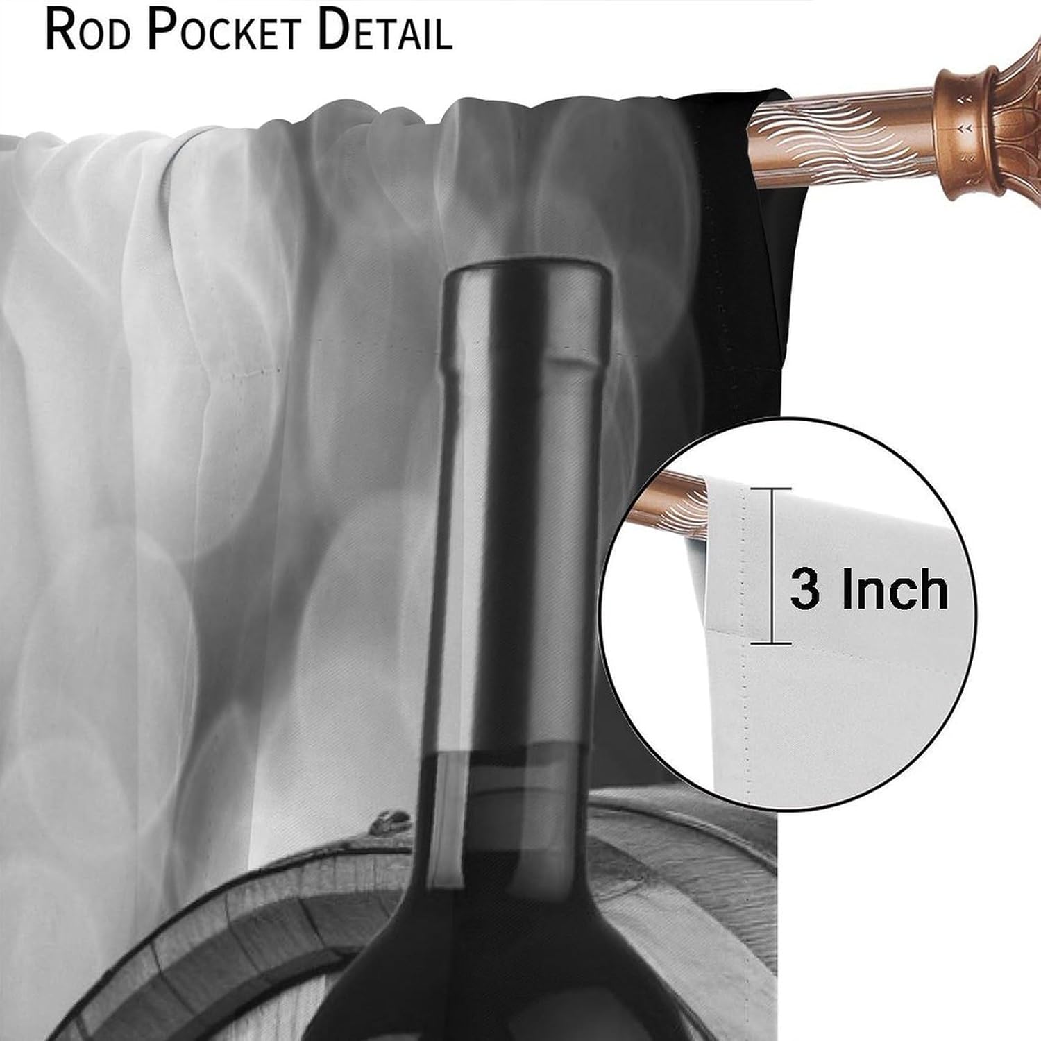 Wine Blackout Curtains for Kitchen,Romantic Ambiance Mist Wine Cellar Wooden Barrel Cyan Wine Glass Rose Flower Art Window Drapes Print for Boys Girls Bedroom Living Room 42x45in, Style-5