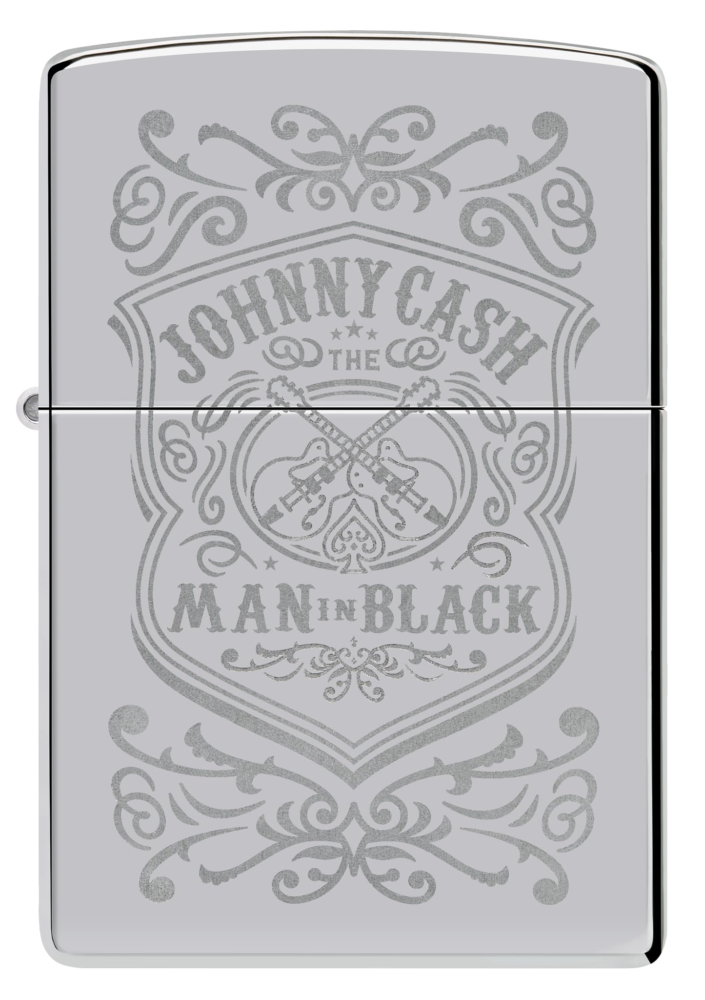 Zippo Sturmfeuerzeug Johnny Cash High Polish Chrome Nachfüllbar Windfestes Design Geschenkbox Made in USA