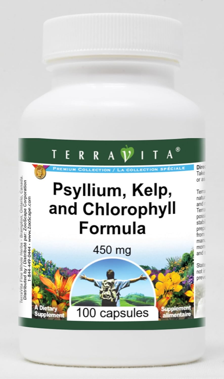 Terravita Psyllium, Kelp, and Chlorophyll Formula - 450 mg (100 Capsules, ZIN: 512484) - 3 Pack