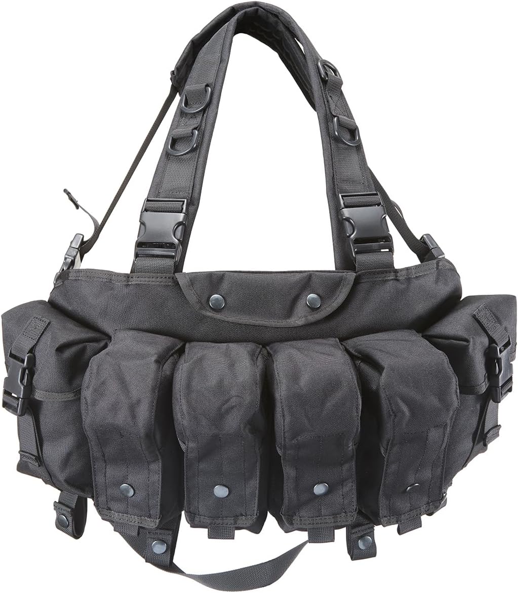 Lancer Tactical Airsoft Nylon AK/M4 Chest Rig Magazine Pouches Vest Utility Pouches Adjustable MOLLE (Hold 8 Mags)