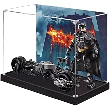 Acrylic Display Case for Lego 76273 Batman and The Batmobile Model, 3mm Dustproof Display Box, Display Case Compatible with Lego 76273 Model Not Included Background Black Base B