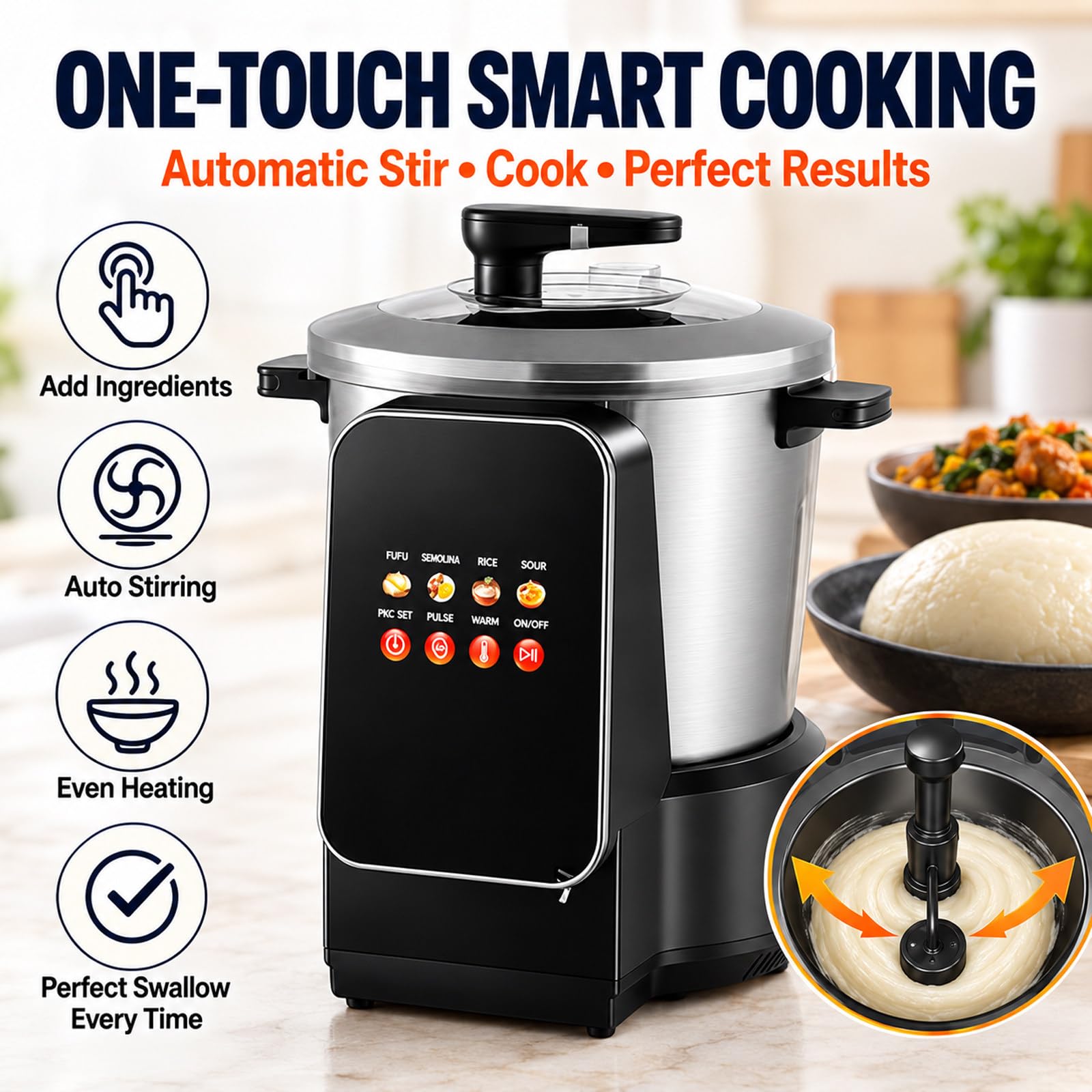 Macchina Automatica 8L per Swallow, Yam E Fufu, 900W