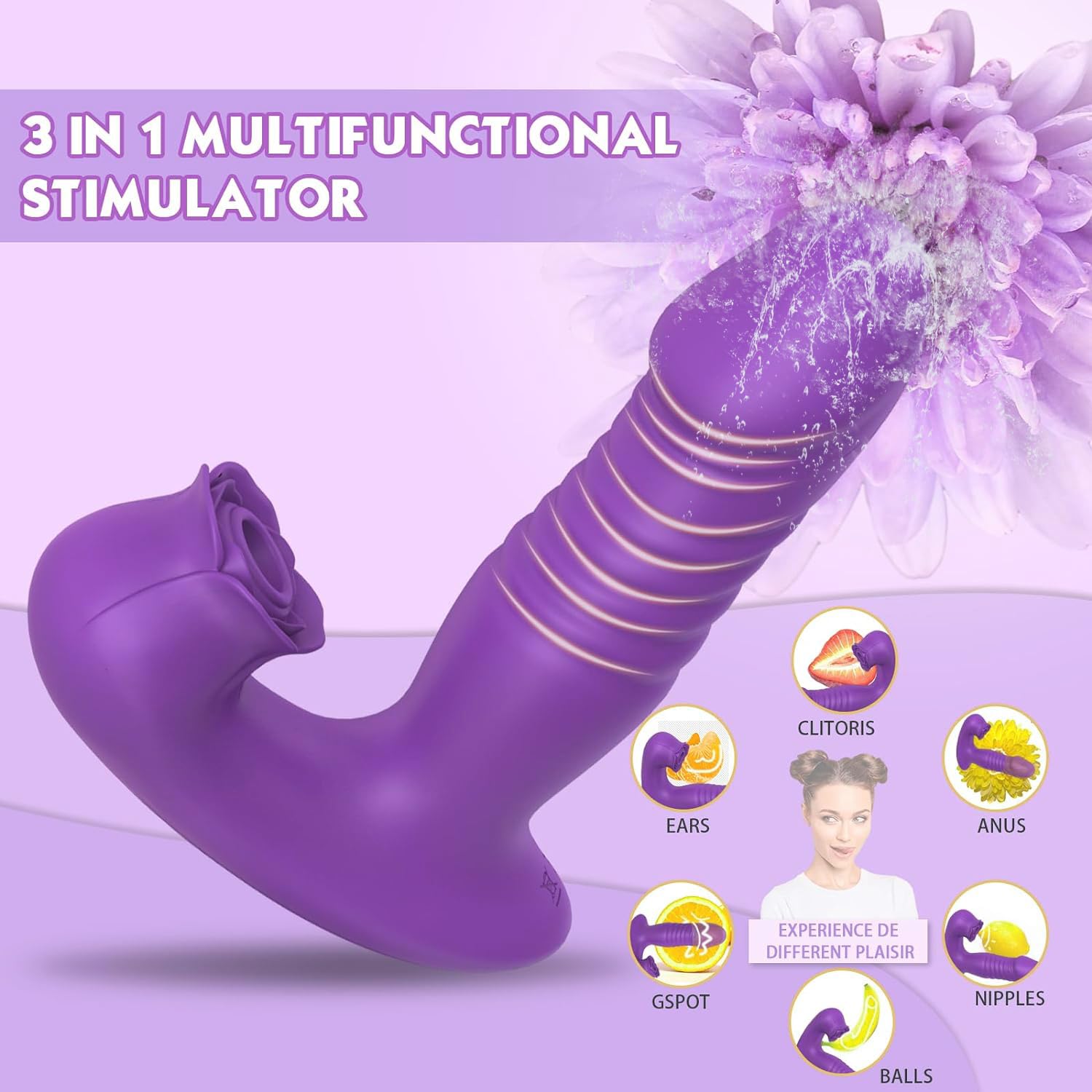 Vibromasseurs Feminin Clitoridien Suceur va et vient,Femme Sextoýs Couple Plaisir Femme avec 10 * 10 modes de réglage Gode femme Sex toys avec Imperméable à l’eau, rechargeable