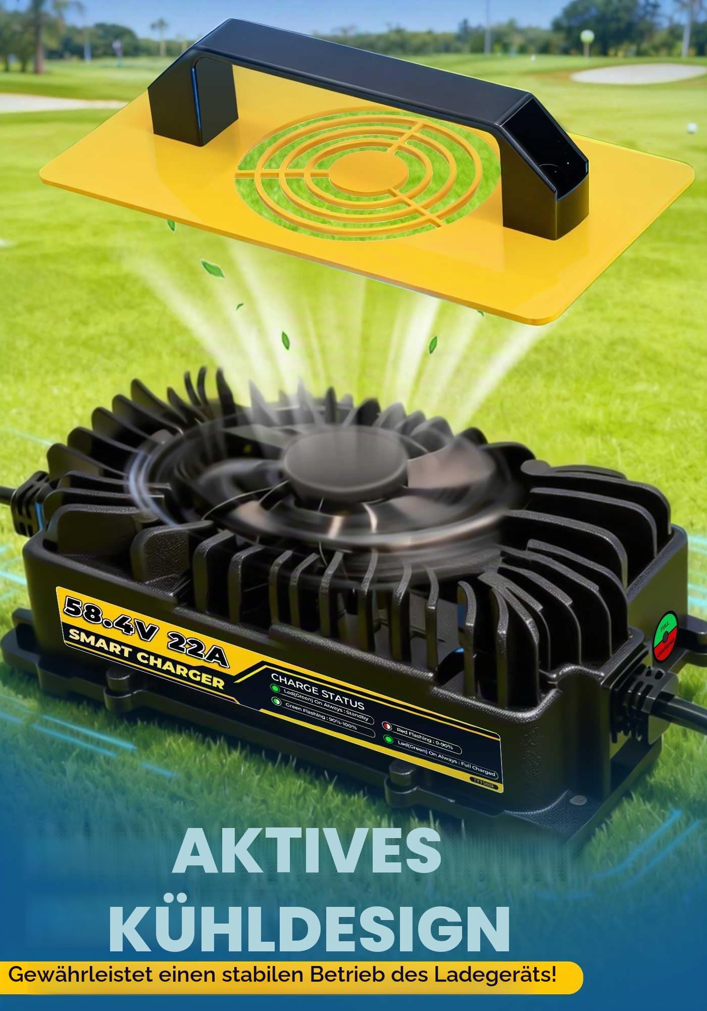 58,4V 22A LiFePO4 Lithium Batterie Ladegerät für 48V(51,2V) LiFePO4 Lithium Batterien, IP67 Wasserdicht Akku Ladegerät für Wohnmobile, Boot, Solar, Golfwagen