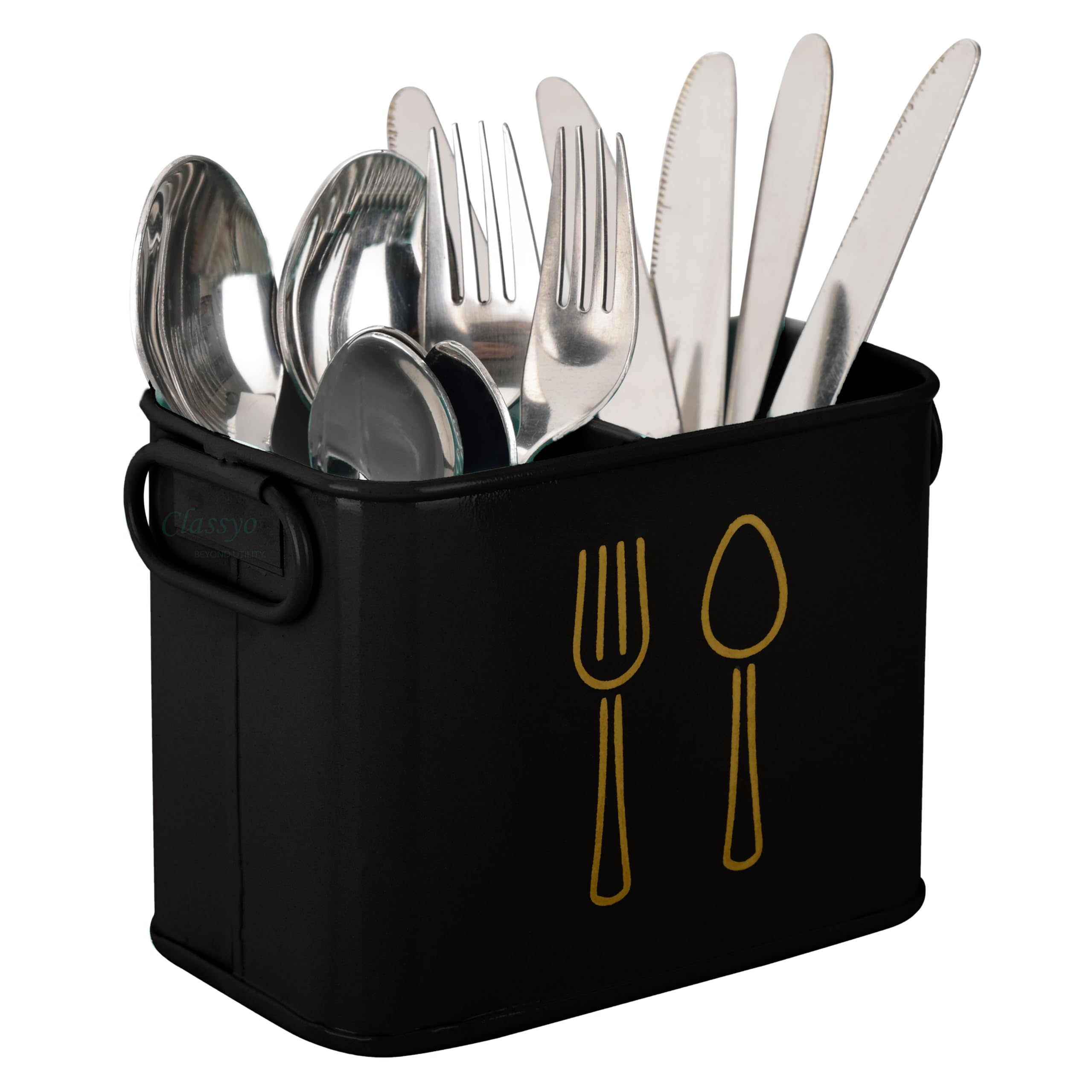 Classyo Spoon Stand for Dining Table, Cutlery Holder for Kitchen - Spoon Holder and Stand, Black