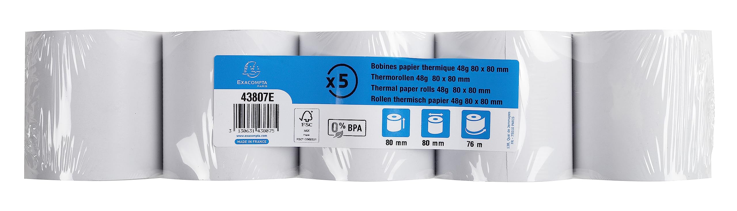 Exacompta Thermorollen 8,0 Cm X 44,0 M, 10 Rollen | Office Discount