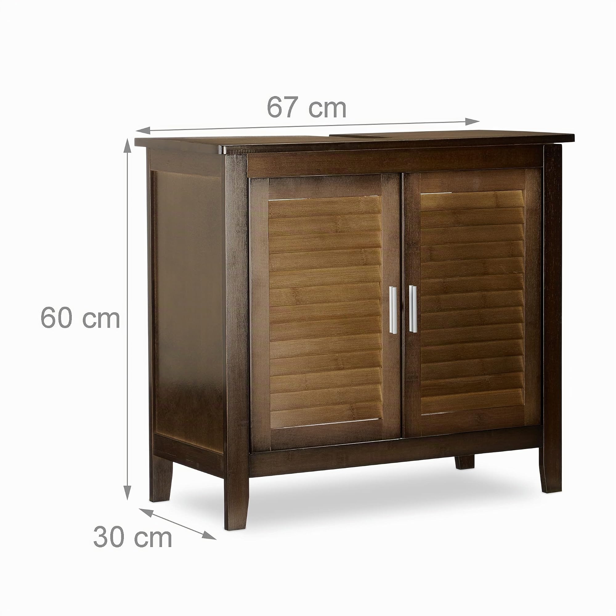 Relaxdays LAMELL Mobile Sottolavabo Marrone Scuro, Mobiletto per Lavabo Bagno in Bambù, HxLxP: 60 x 67 x 30 cm ca.