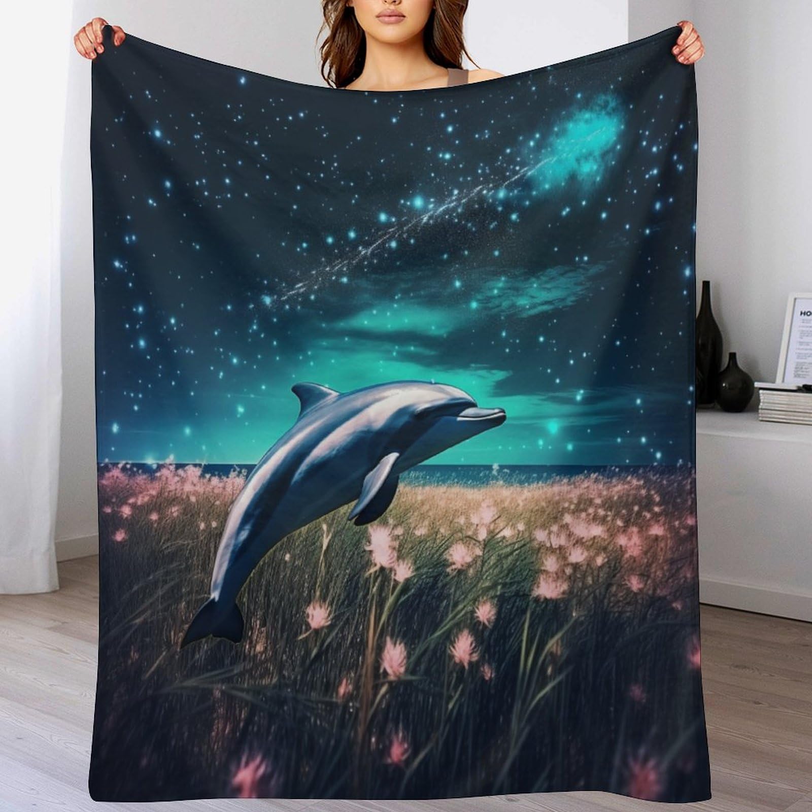 PAZZK Dolphin Blanket Anti Pilling Throw Blankets Cozy Durable Blankets for Office Couch Cinema Gifts Quality Washable（130×180cm） — image 1