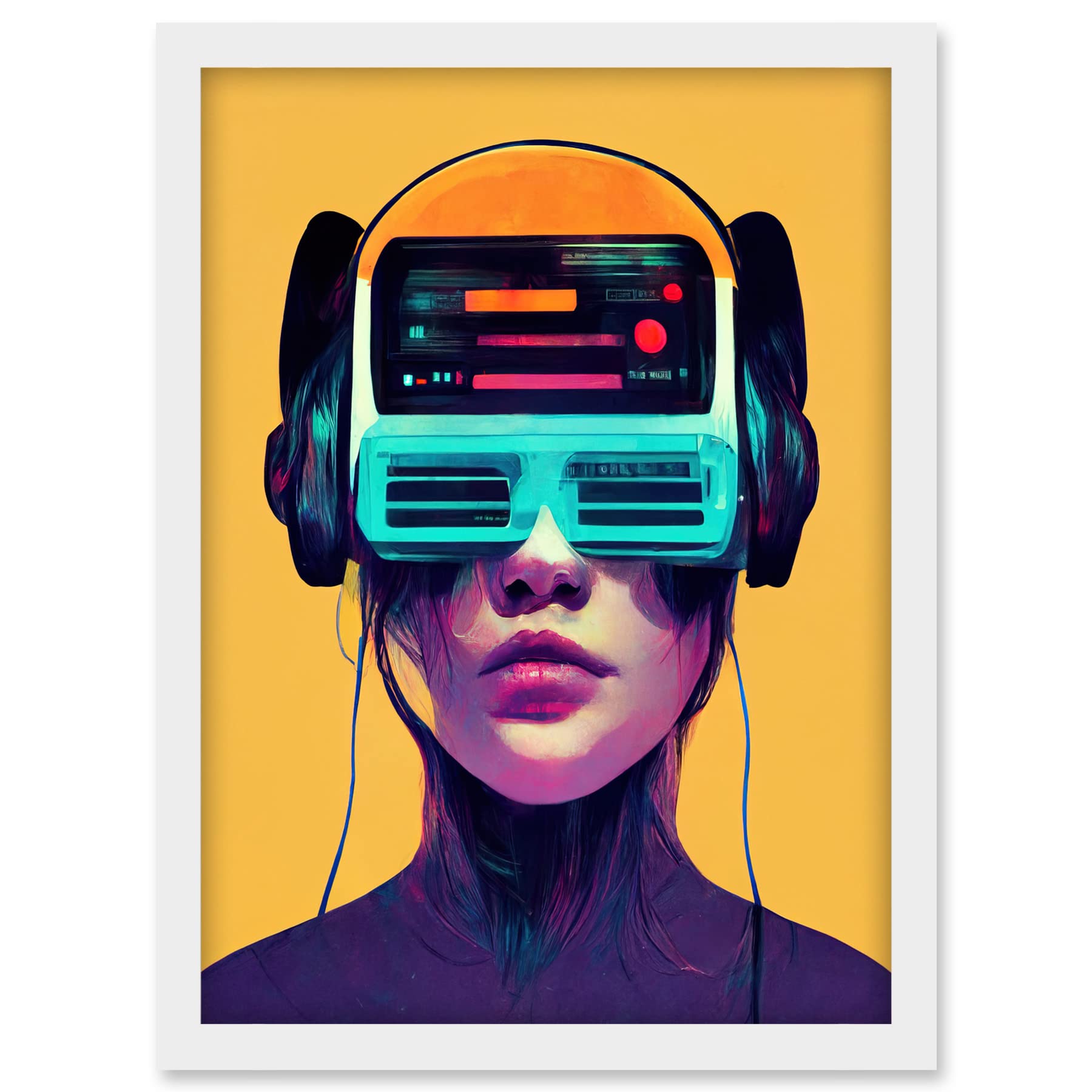 Doppelganger33 LTD The Gamer Streaming VR Headset Retro Futurist Kids Artwork Framed A3 Wall Art Print