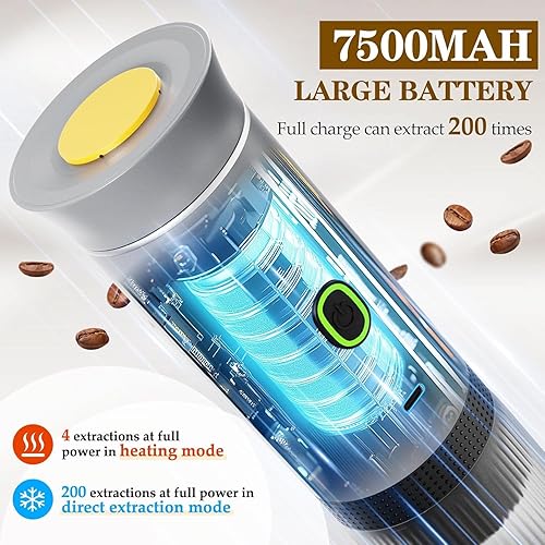 Miniatura 5 de Cafetera portátil para viajes, cafetera eléctrica portátil 3 en 1, cafetera de café expreso para auto con calefacción automática, compatible con