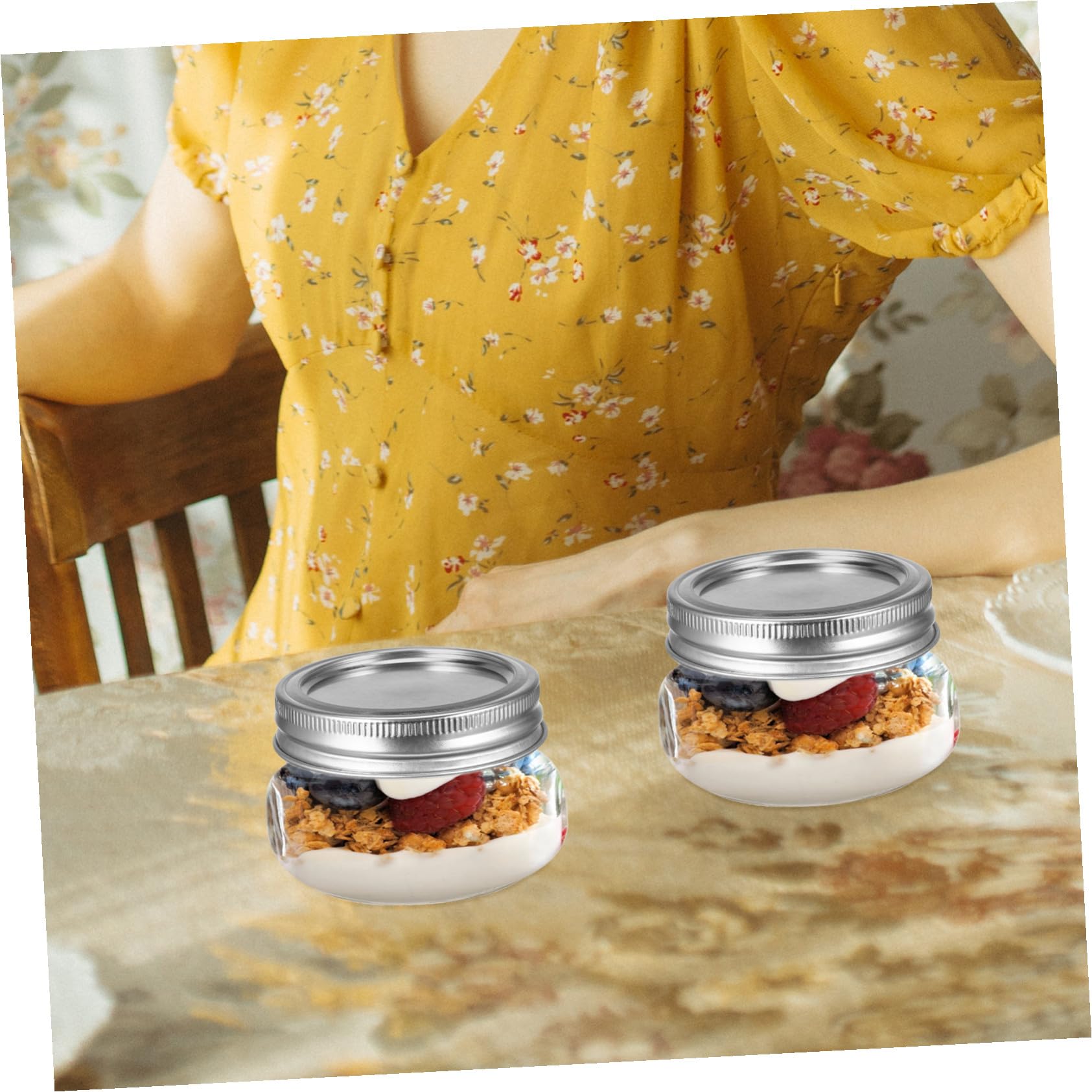 6 pezzi Barattoli in Vetro per Alimenti Coperchio Ermetico Contenitori Riutilizzabili per Cucina e Ripostiglio Vasetti Trasparenti per Marmellate Spezie e Dolcificanti Design