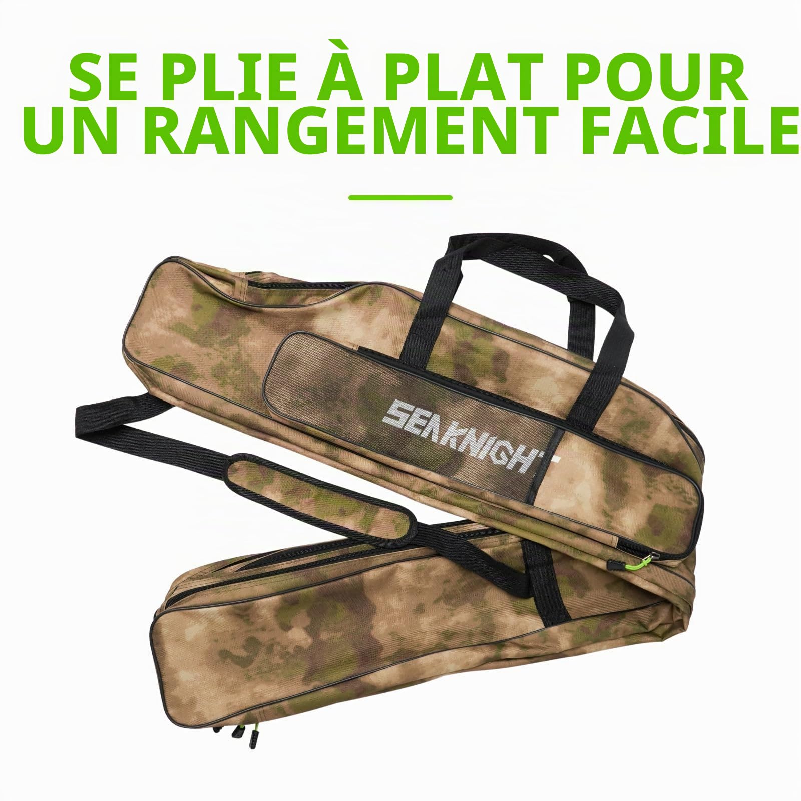 Seaknight - Sac portable et pliable pour canne à pêche - Ensemble de pêche pliable - Sac de rangement pour matériel de pêche - 135 cm/150 cm - Pour extérieur, 135cm