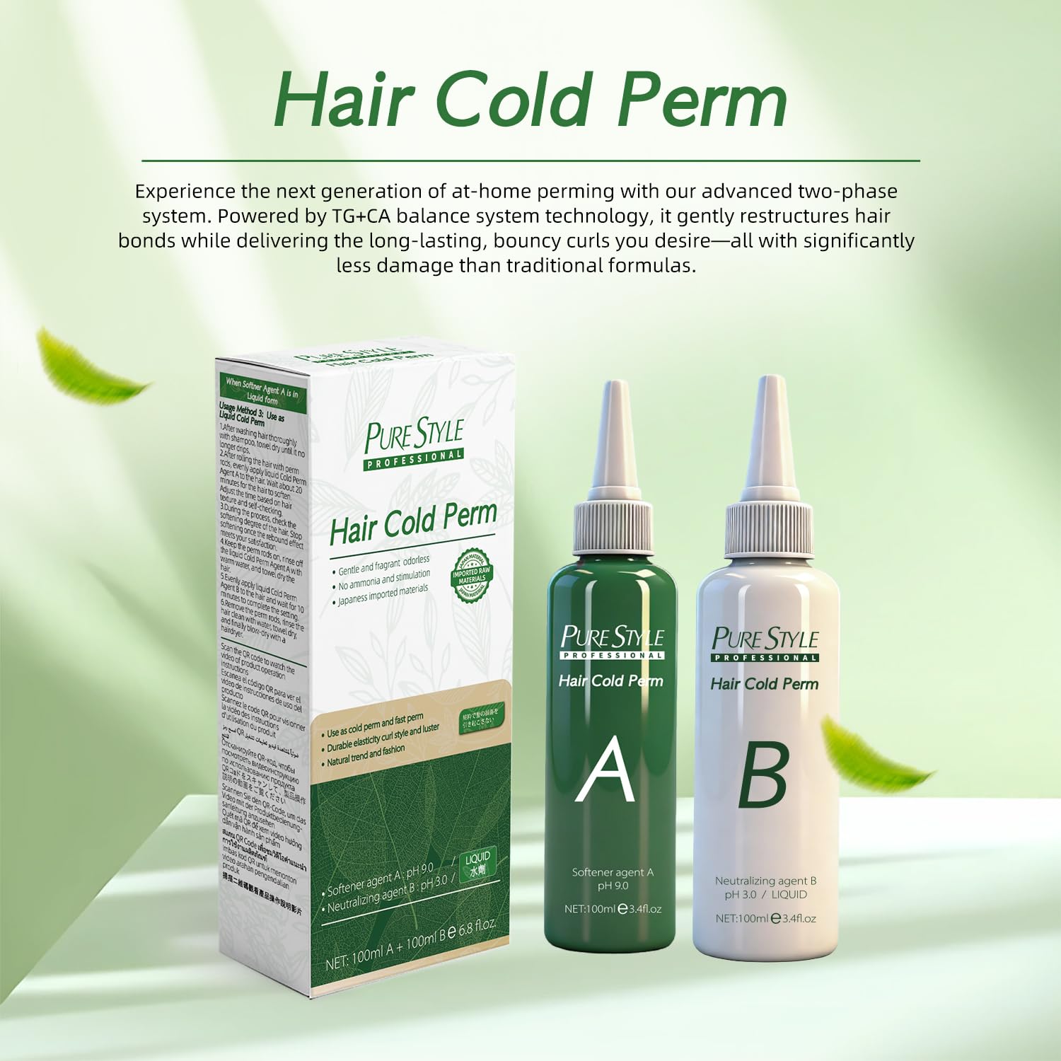 PureStyle Professional Hair Cold Perm Kit, No Heat Damage Free Cold Wave Perm for Long Lasting Salon Quality Curls, Home & Salon Use Hair Perm Liquid