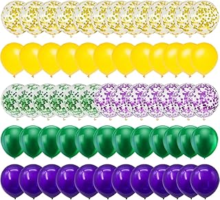 80pcs Mardi Gras Balloon Purple Green Gold Balloons with Confetti Balloons Balloons for Mardi Gras Carnival Vintage Party Little Mermaid Party Aladdin PartyFat Tuesday Decorations and Supplies