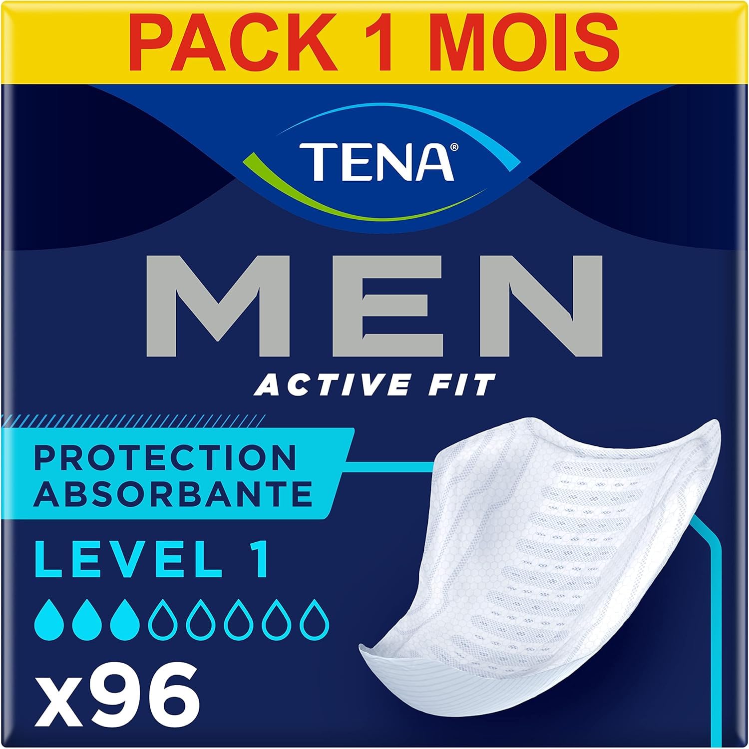 TENA Men Protections Absorbantes Niveau 1 Incontinence Homme - Pour Fuites Urinaires Légères - 96 Protections (Pack 1 mois) 12 unités (Lot de 8)