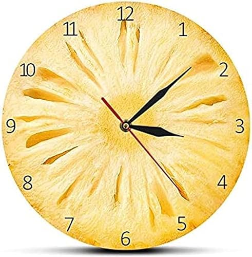 Modern Wall Clock Fruit Slice Pineapple Printed Wall Clock Creative Clock Relojes De Pared Bromeliad Ananas Round Watch Wall Kitchen Reloj Pared