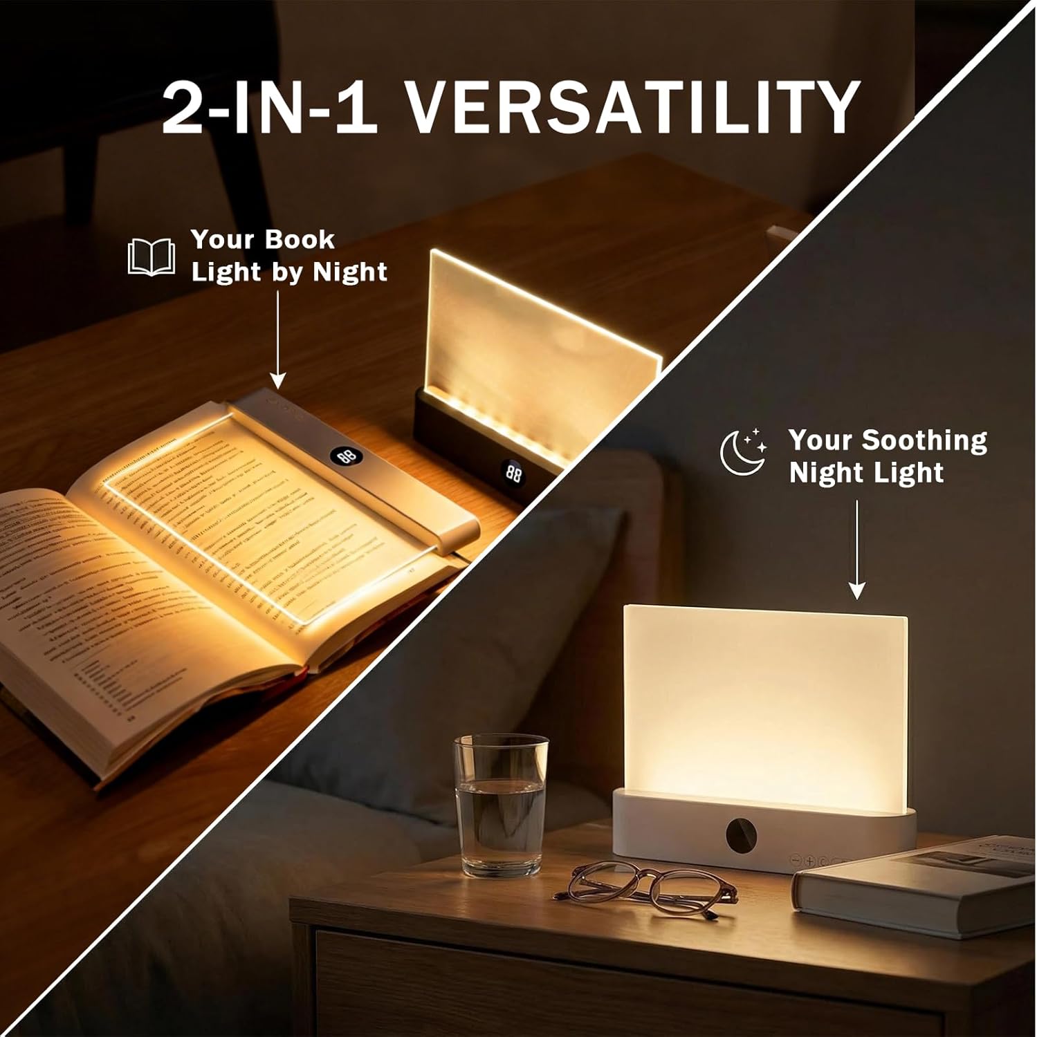 Book Lights for Reading at Night LED Rechargeable Lamp for Full Page Books in Bed Portable Flat Panel Bookmark Light Lovers Gifts Booklights Luz para Leer Libros De Noche Lámpara En La Cama