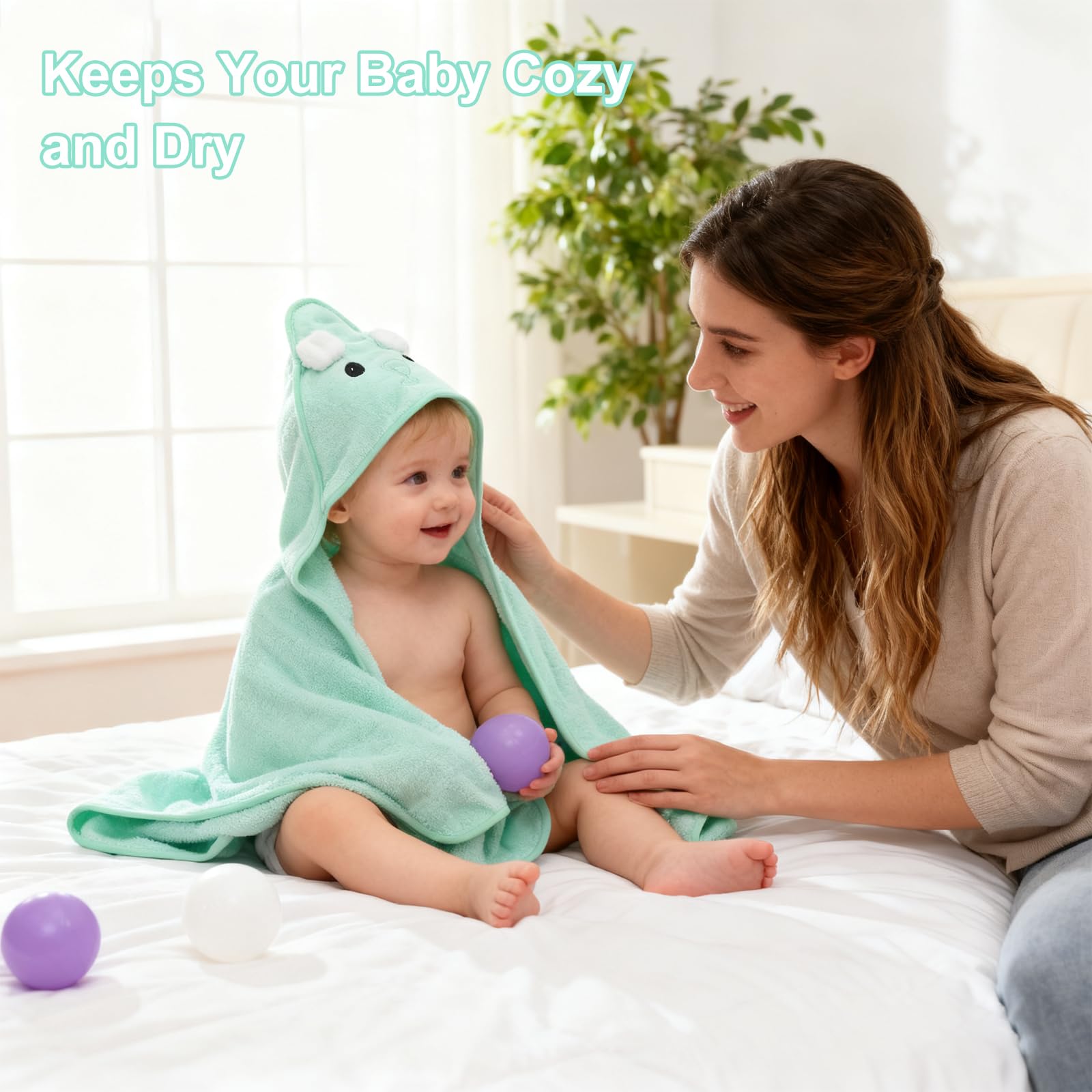 Set Di 3 Asciugamani Con Cappuccio Per Bambini In Pile Di Corallo - Morbidi E Assorbenti Con Simpatici Animali, 80x80 Cm, Unisex (Bianco, Grigio, Blu)