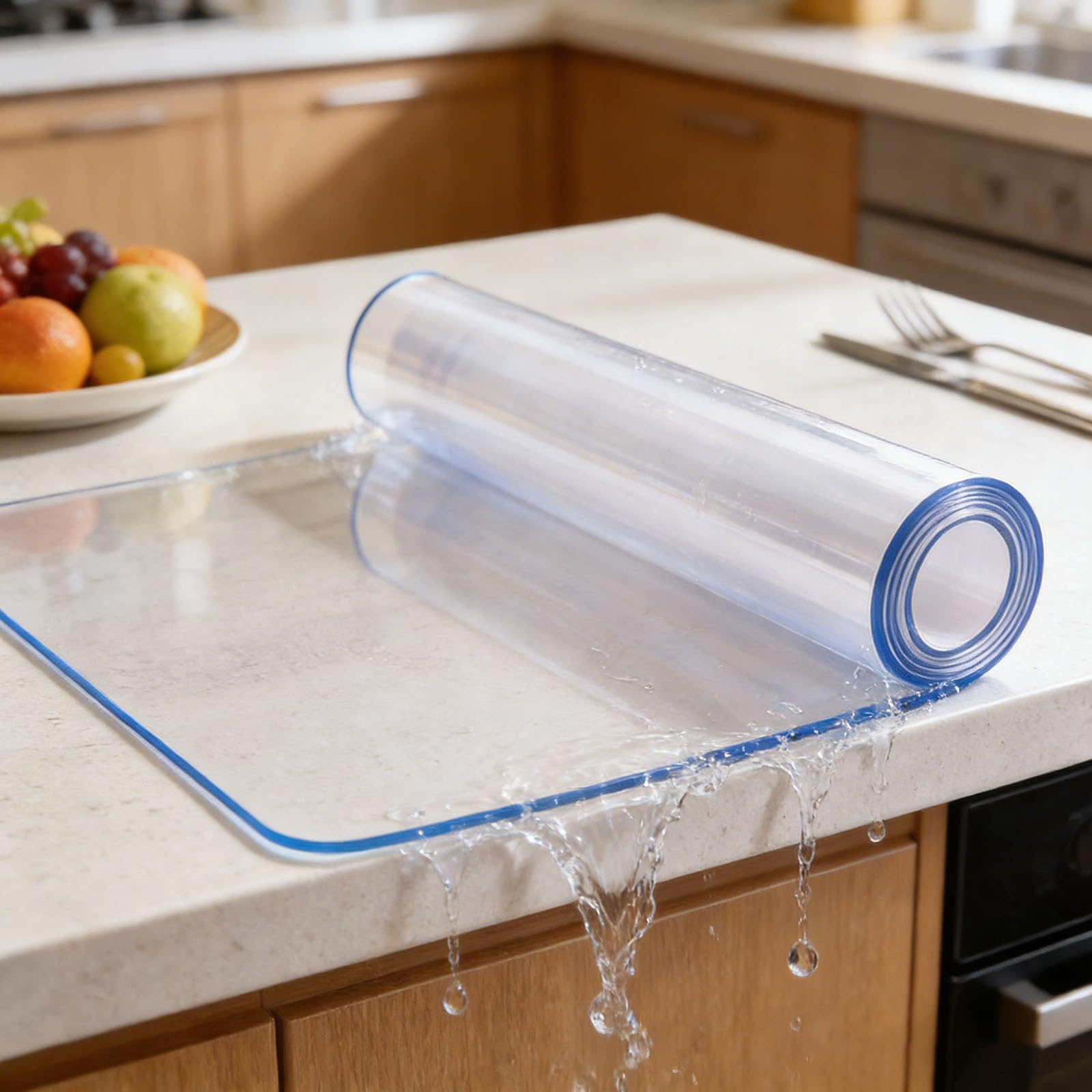 Toile cirée transparente anti-rayure 64x140 cm pour protéger votre table des taches
