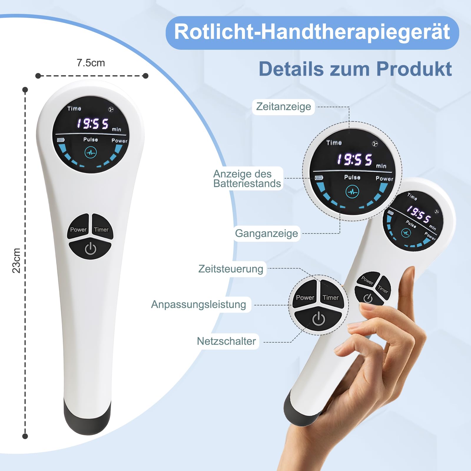Apparecchio portatile a luce rossa fredda, 650 & 808 nm 5-30 minuti di trattamento per animali domestici, con supporto e occhiali inclusi