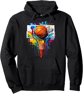 Colorful Basketball Tie Dye Color Splash Hoop Net Slam Dunk Pullover Hoodie