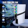 Ventiladores de enfriamiento para PS5 Pro/Slim, 3 velocidades ajustables con luz LED, sistema de enfriamiento silencioso y eficiente, puerto USB 3.0 para consola PlayStation5 Pro/Slim versión disco/digital - Negro y blanco 3