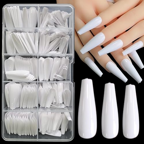 LuckForever 500pc Nude Pink Coffin False Nails Press on Full