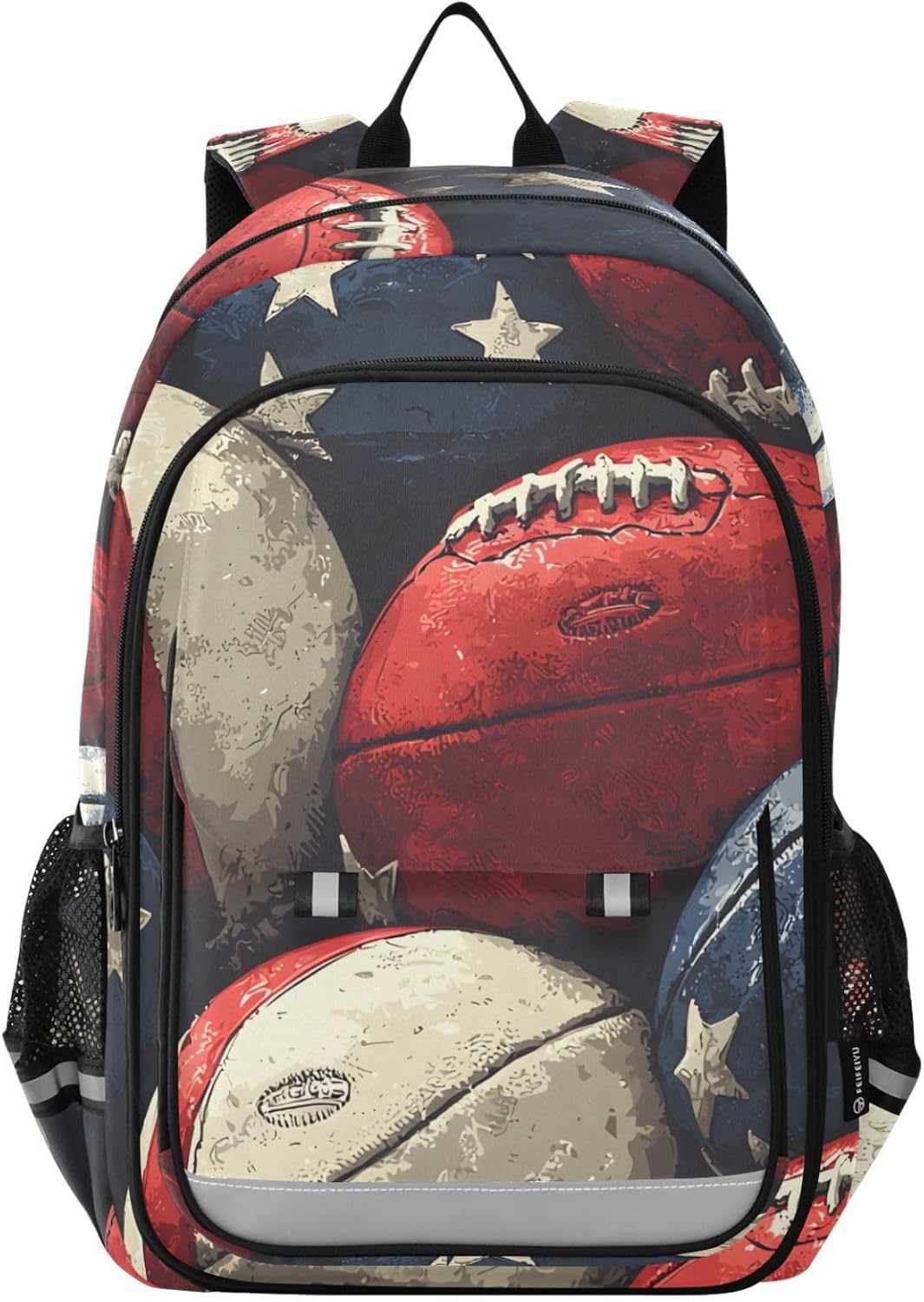 senya Flag Rugby Backpack Water-Resistant Bag Lightweight Bookbags with Reflective Strip