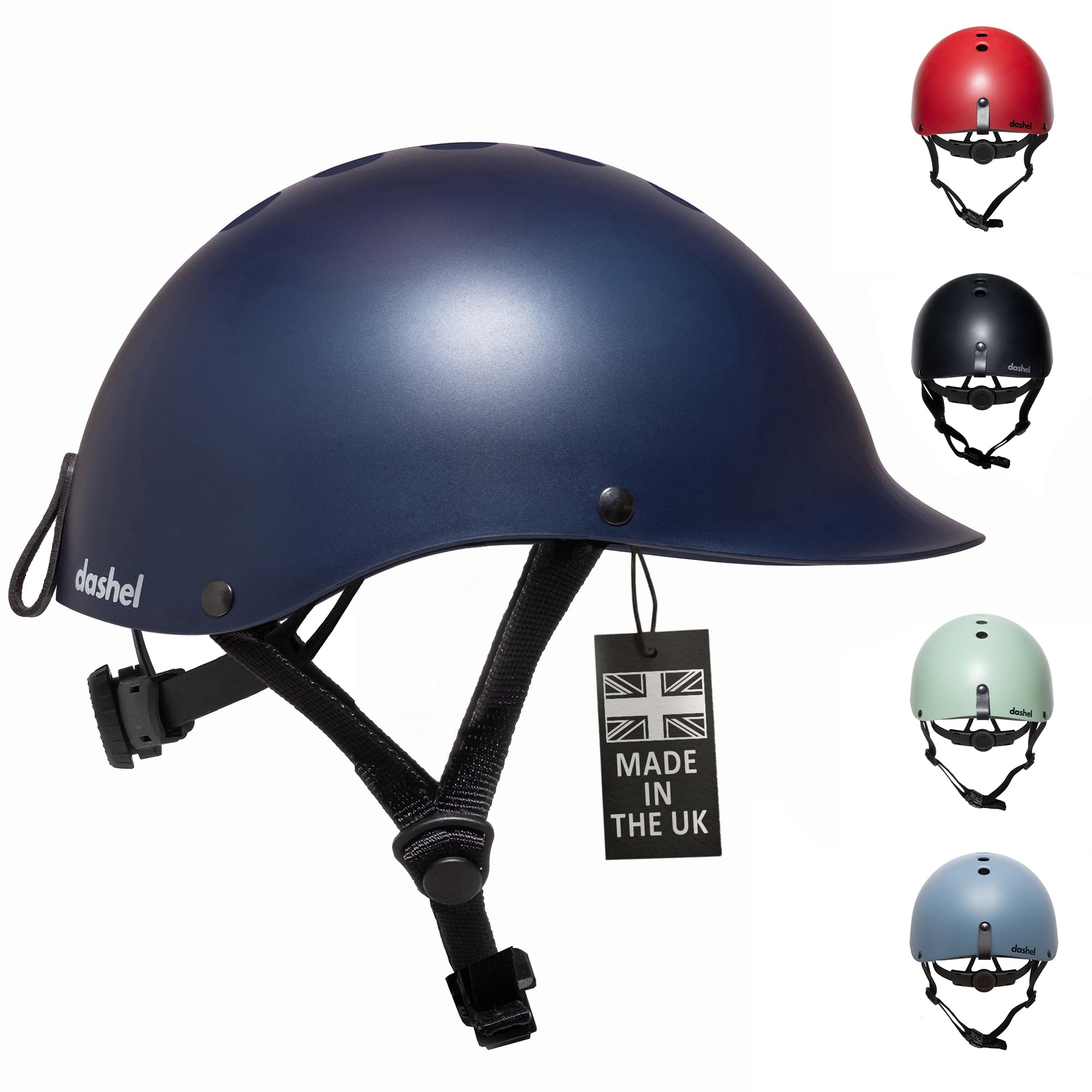 Dashel ReCycle Helmet for Adults - Made in the UK, Lightweight Urban Bike Helmet for Men & Women, CE Certified EN1078, Slim Commuter Allround Cycling Helmet for City Riding (Navy Blue, Small)