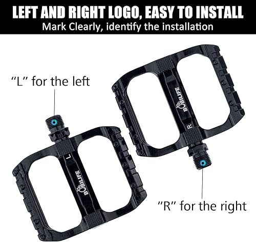 Miniatura 7 de Pedales de bicicleta de montaña con rodamientos lisos, pedales planos de bicicleta MTB, aluminio de 9/16 pulgadas, rodamientos sellados, plataforma