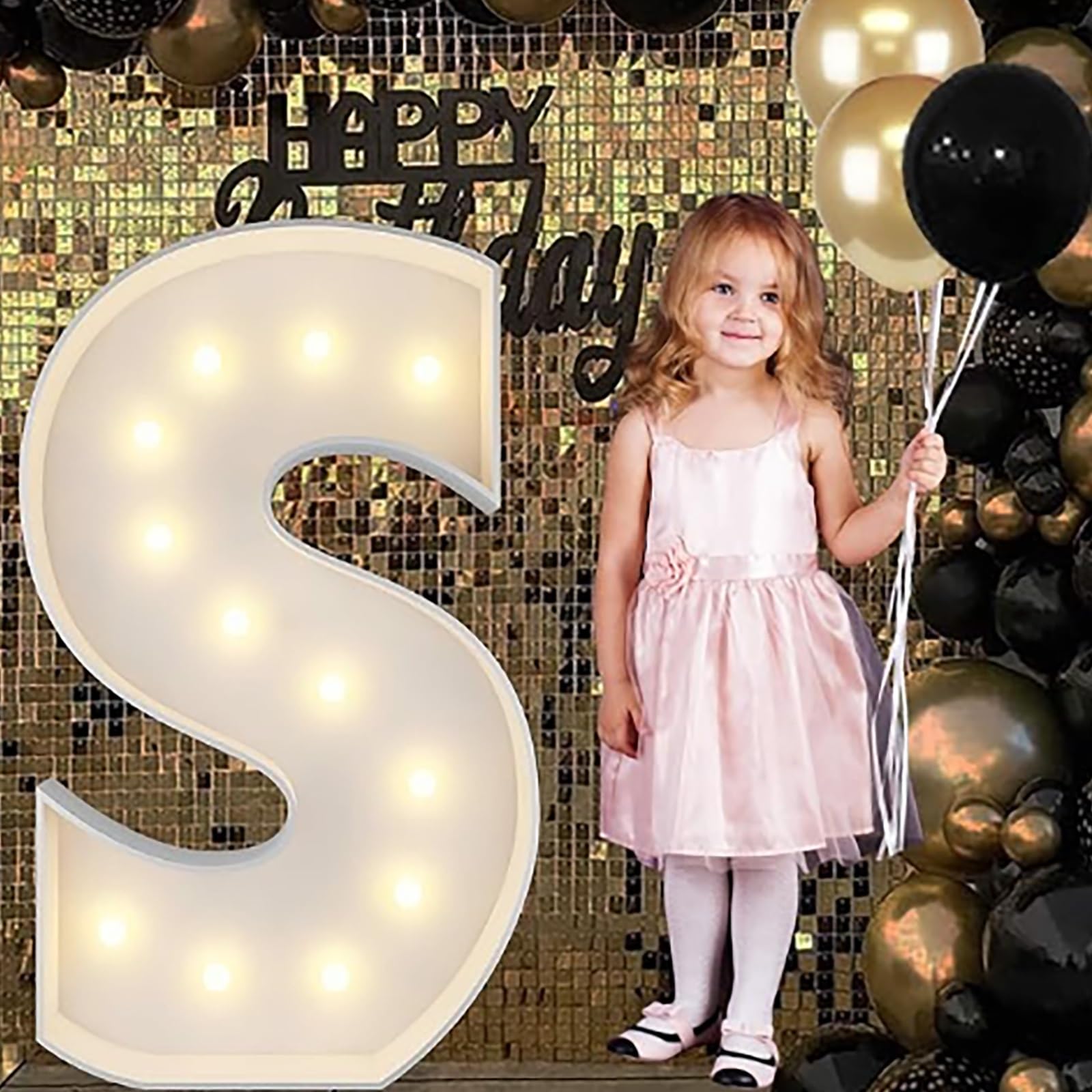 Alphabet LED Lights, 4ft Large Marquee Cardboard Letters For Birthday, Graduation Decorations Wedding Home Decoration(S,70cm/2.3ft)