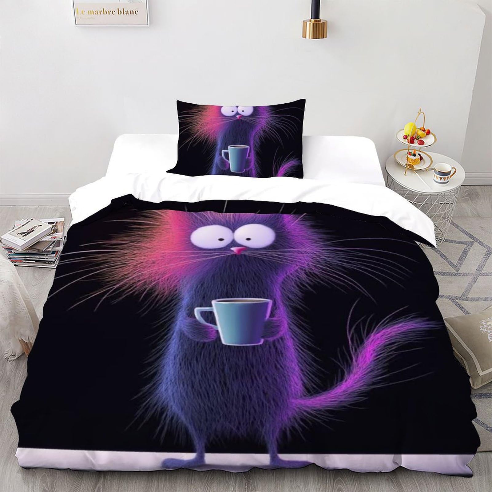 Housse de couette chat en microfibre, le cadeau d'anniversaire idéal pour une chambre de fille