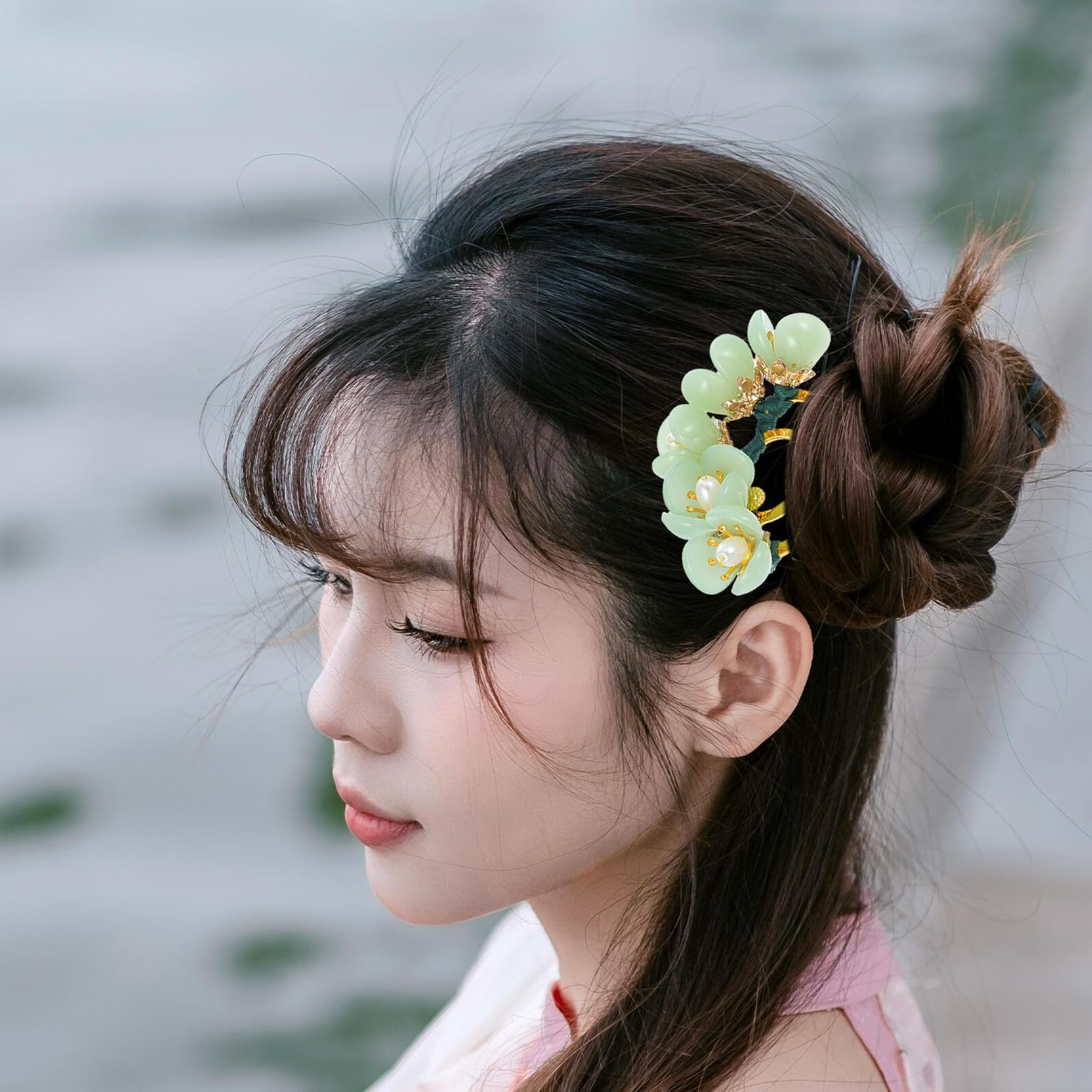 Amazon.com : Beaupretty 2 Pieces Jade Flower Hair Pin 