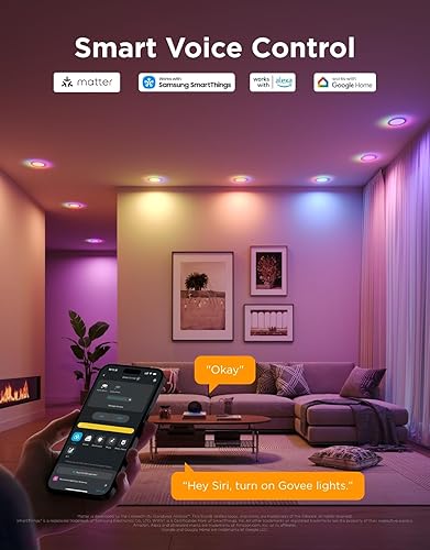 Miniatura 3 de Govee Matter RGBIC - Iluminación empotrable inteligente de 6 pulgadas, funciona con Alexa, Google Assistant, luz descendente regulable de 1100 lm