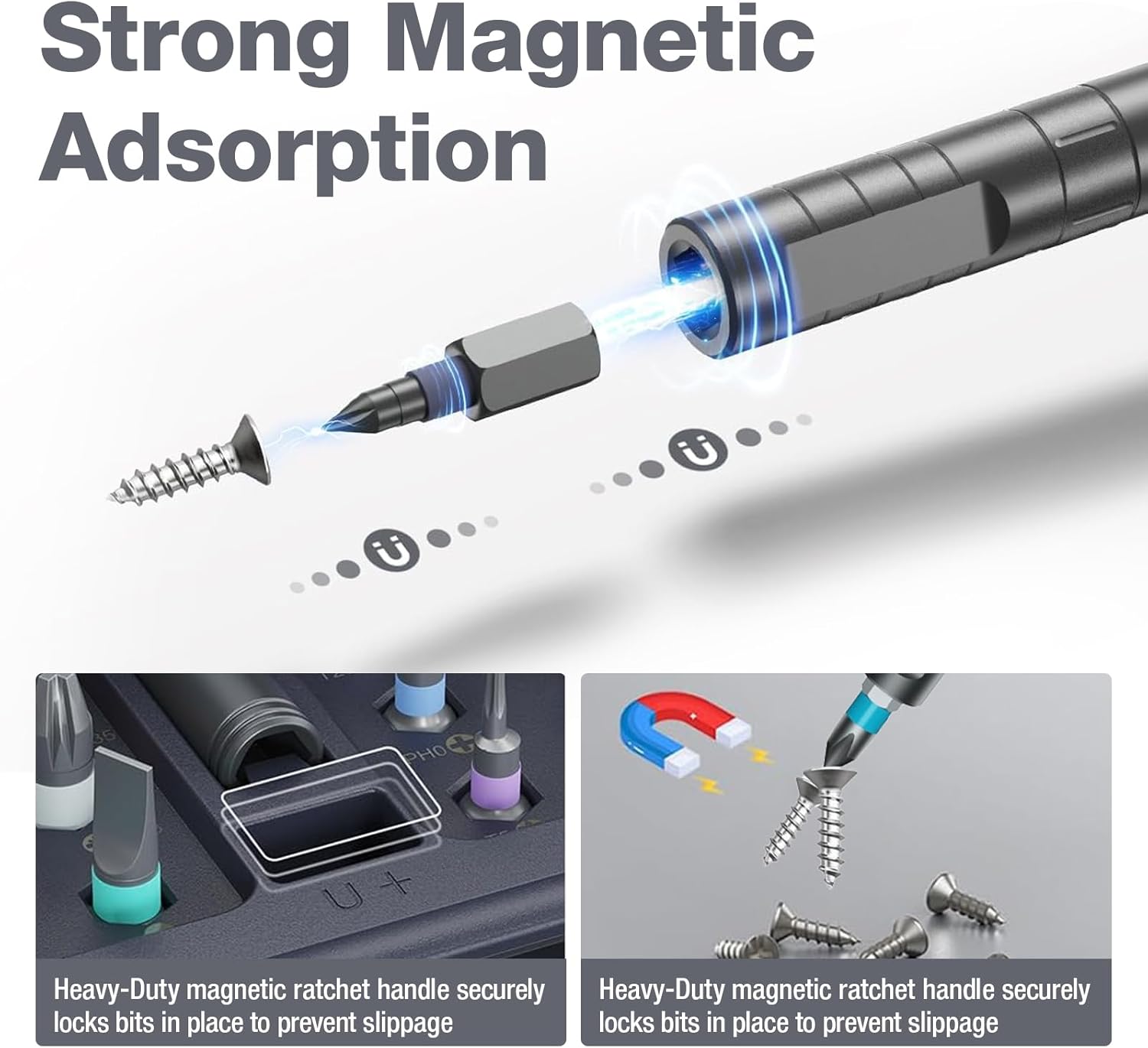 42 in 1 Magnetic Screwdriver Set, DIY Ratchet Screwdriver Set, Multi-Bit Magnetic Drive Set with Detachable Ratchet Handle, Portable Gray Repair Tool Kit for Bicycles, Bicycles, Computers as Gifts