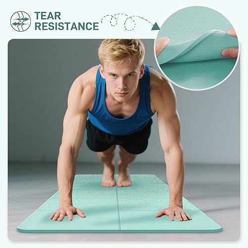 Miniatura 3 de Tapete de yoga plegable para viajes, de 72 x 32 x 0.32 pulgadas, tapete de ejercicio plegable de 0.315 in de grosor, tapete de pilates