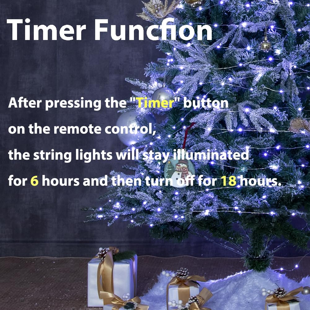 160M Lichterkette 1600 LED Kaltweiß, Silberdraht, Fernbedienung, Innen- und Außenbereich, Stecker-Lichterkette für Schlafzimmer, Wohnzimmer, Terrasse, Veranda, Garten, Weihnachtsbaum