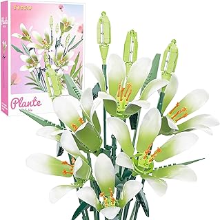 Flower Bouquet Building Set - Lilies Artificial Flowers Botanical Collection, Blocks Brick Toys for Home Room Decor Mother’s Day