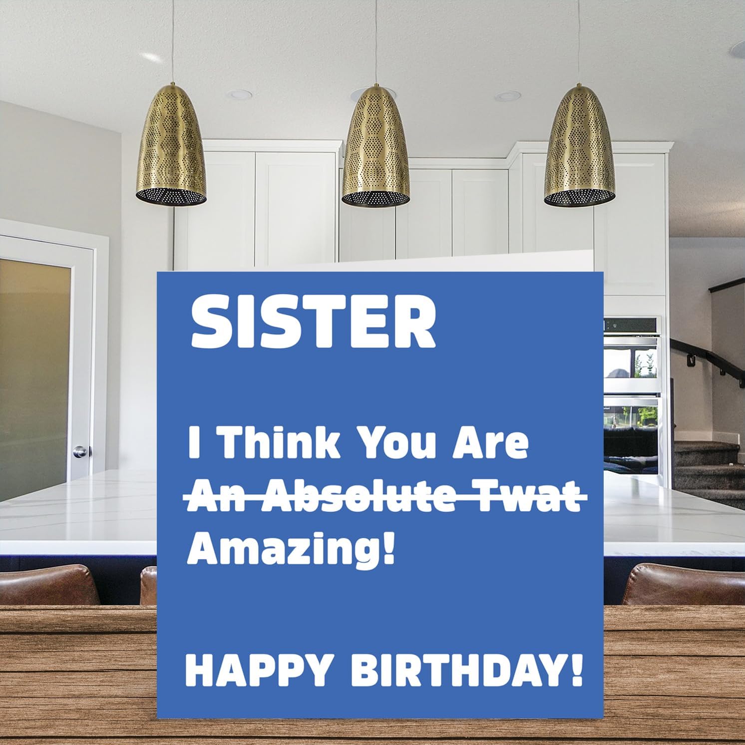 Rude Birthday Cards for Sister - Absolute Tw*t - Joke Happy Birthday Card for Sister from Brother, Banter Birthday Gifts, 145mm x 145mm Offensive Sibling Greeting Cards Gift for Sis