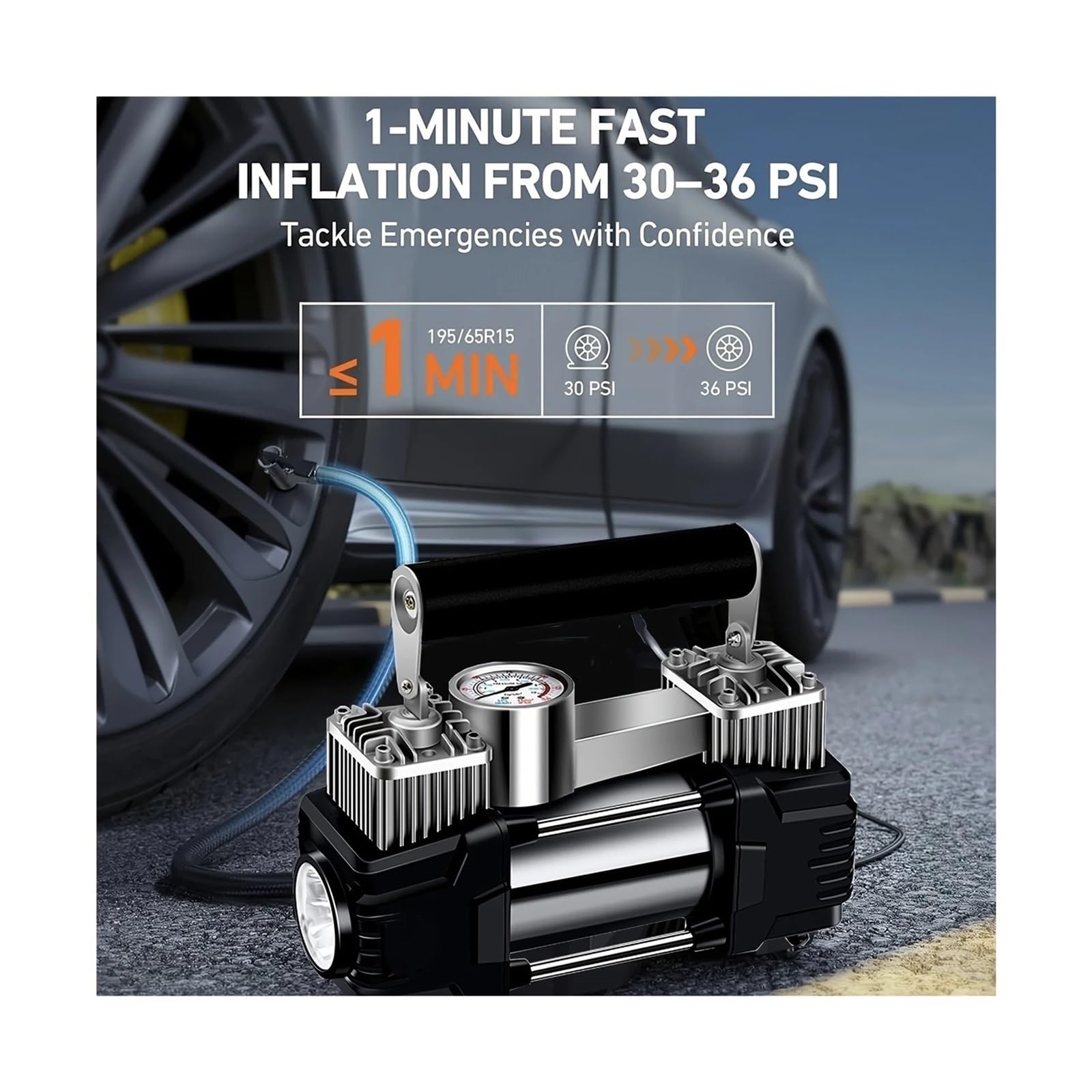 Bomba de Aire para Coche, Inflador De Neumáticos, Bomba Aire para Coche 150 PSI, Compresor 12V para Coches, Motocicletas, Bicicletas, Relleno Bolas para Motos